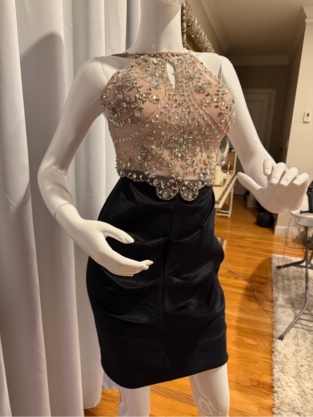 Embellished Nude & Black Cocktail Dress